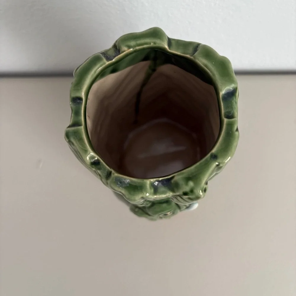 Vintage Elephant Planter‎ Pot Green Ceramic Jungle Tropical Decor Pottery Lucky